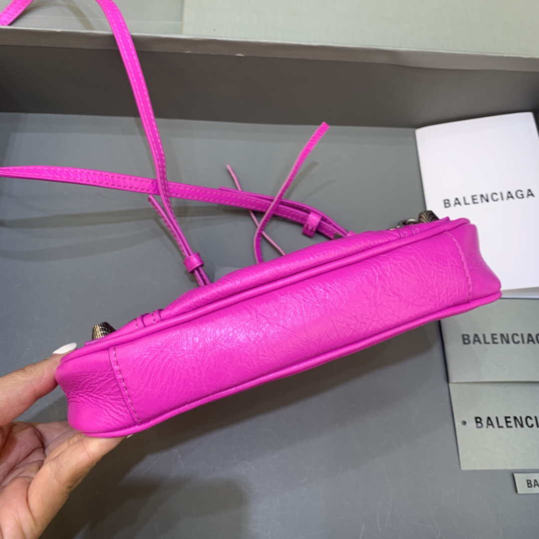 Balenciaga 6940271VG9 Le Cagole Mini Multipouch in Sky Pink Arena lambskin