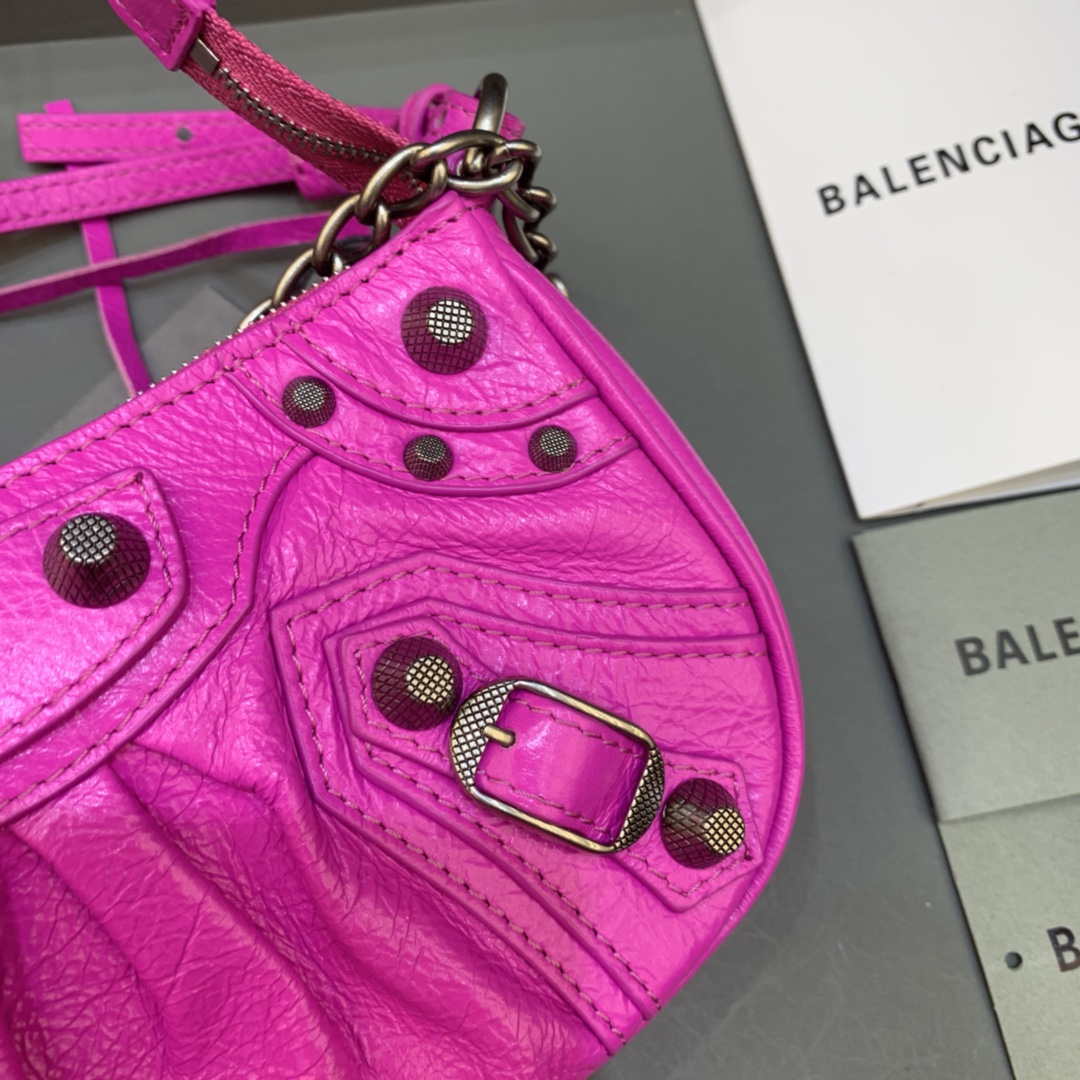 Balenciaga 6940271VG9 Le Cagole Mini Multipouch in Sky Pink Arena lambskin