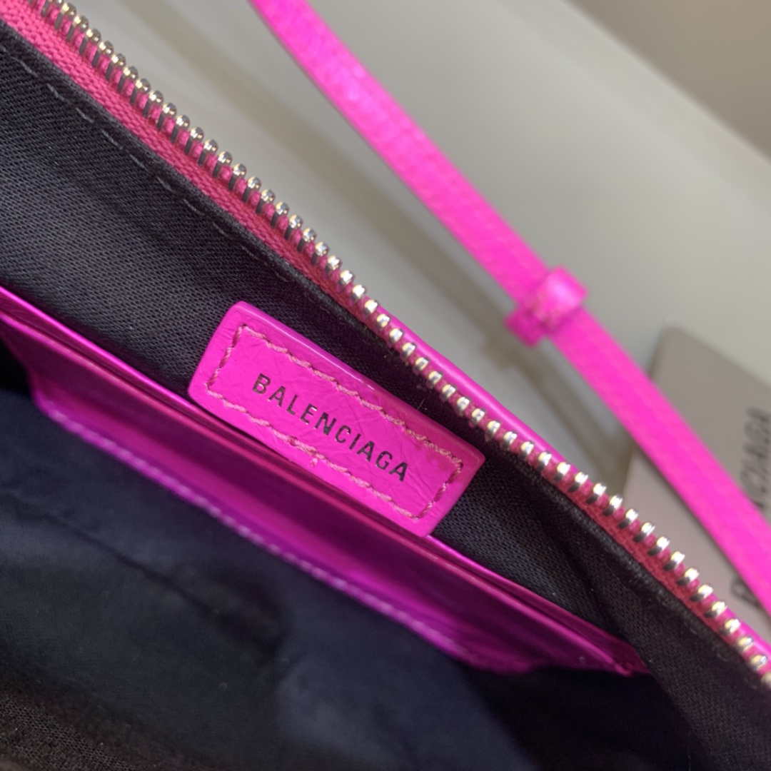 Balenciaga 6940271VG9 Le Cagole Mini Multipouch in Sky Pink Arena lambskin