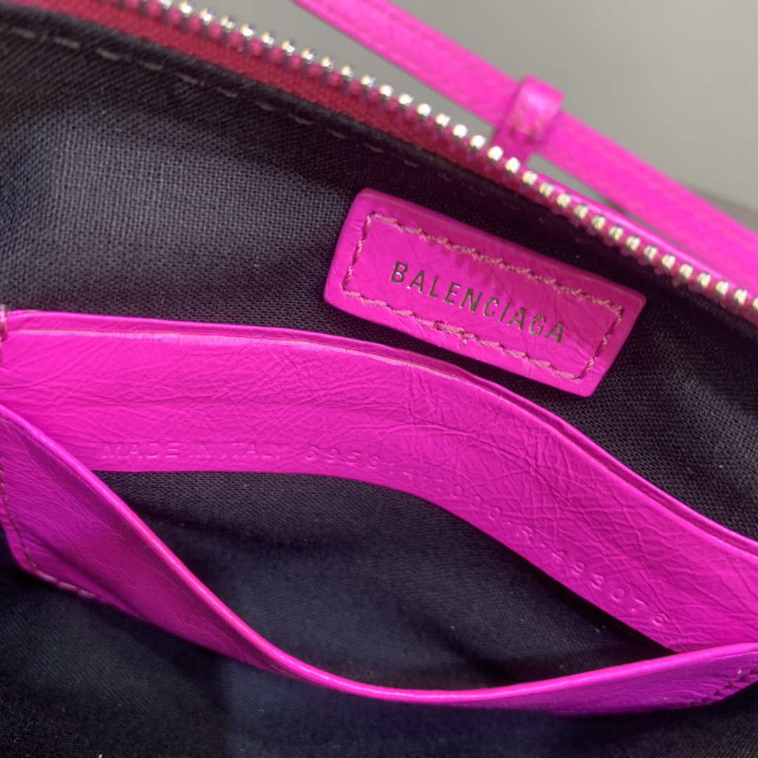 Balenciaga 6940271VG9 Le Cagole Mini Multipouch in Sky Pink Arena lambskin