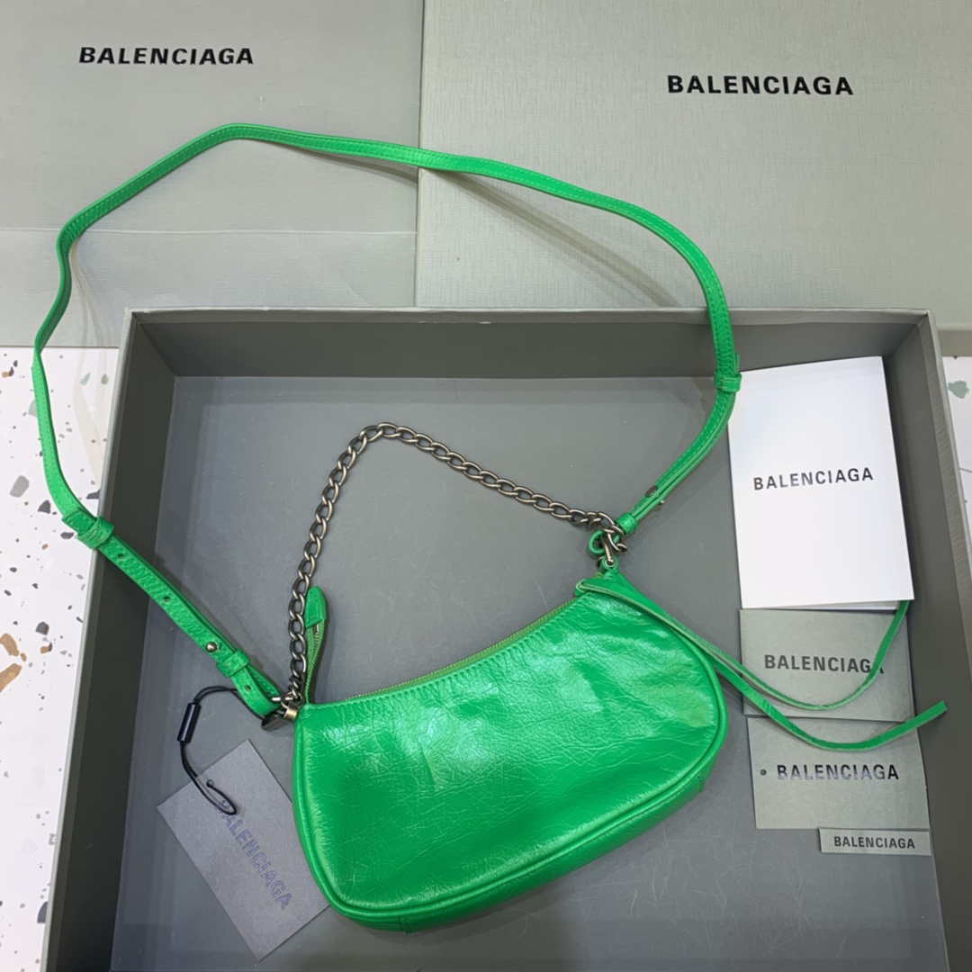 Balenciaga 6940271VG9 Le Cagole Mini Multipouch in Green Arena lambskin