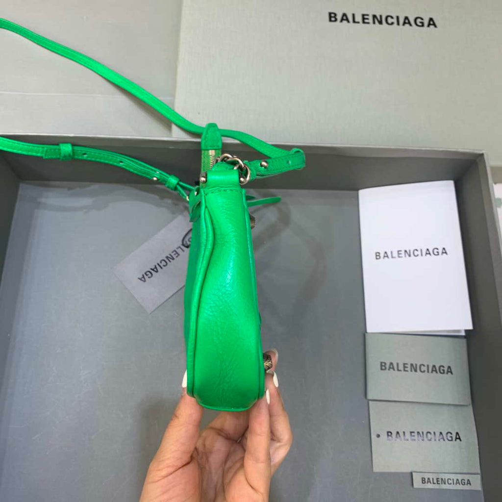 Balenciaga 6940271VG9 Le Cagole Mini Multipouch in Green Arena lambskin