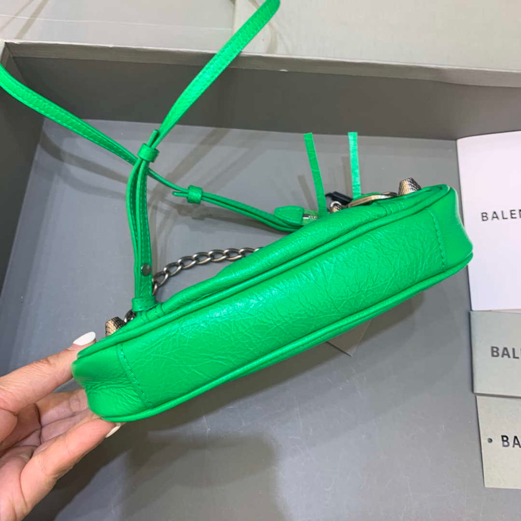 Balenciaga 6940271VG9 Le Cagole Mini Multipouch in Green Arena lambskin