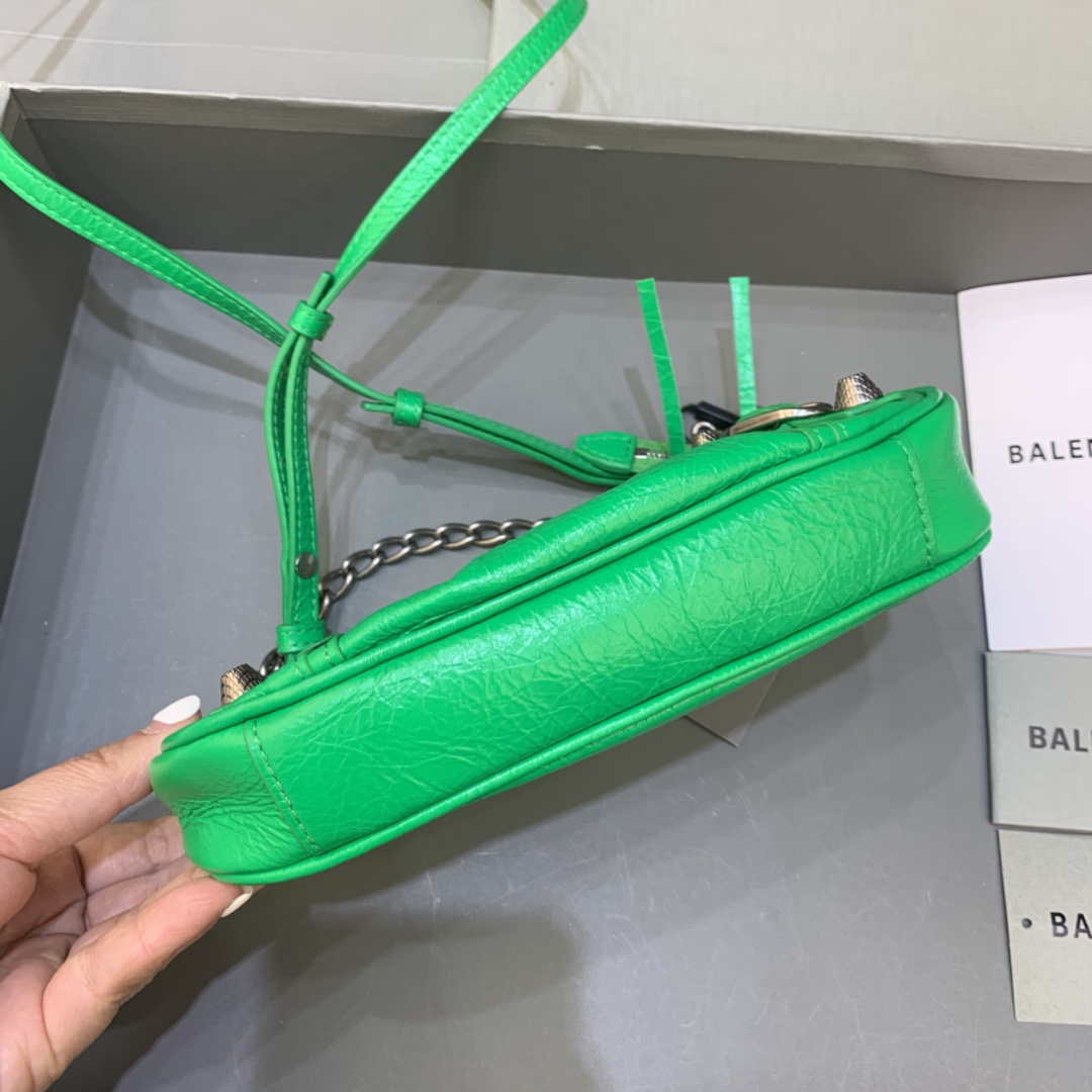 Balenciaga 6940271VG9 Le Cagole Mini Multipouch in Green Arena lambskin