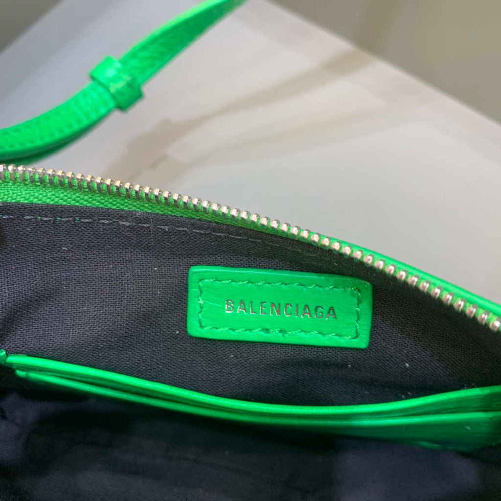 Balenciaga 6940271VG9 Le Cagole Mini Multipouch in Green Arena lambskin