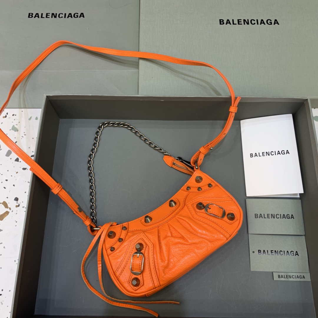Balenciaga 6940271VG9 Le Cagole Mini Multipouch in Orange Arena lambskin - Default Title - View 1