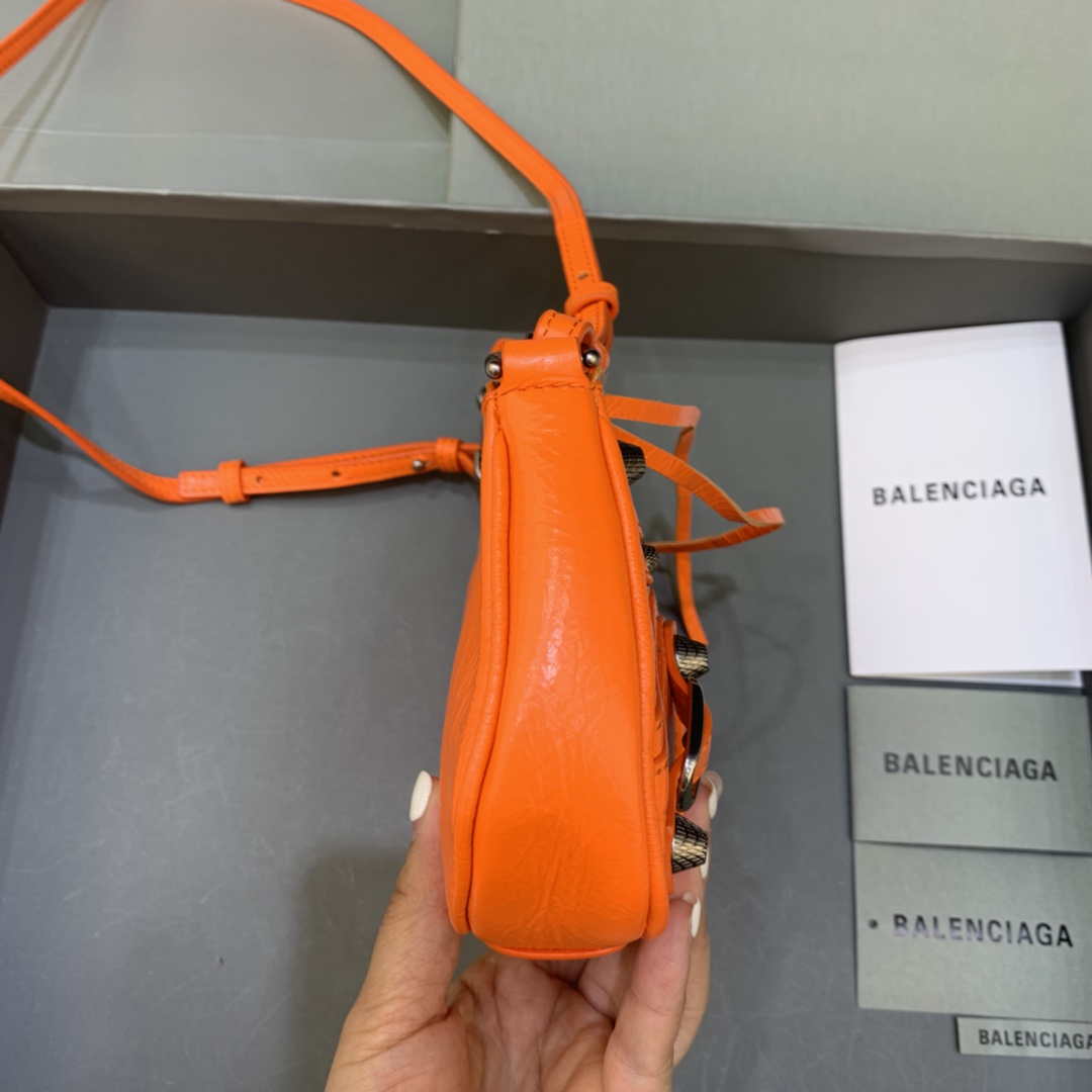 Balenciaga 6940271VG9 Le Cagole Mini Multipouch in Orange Arena lambskin