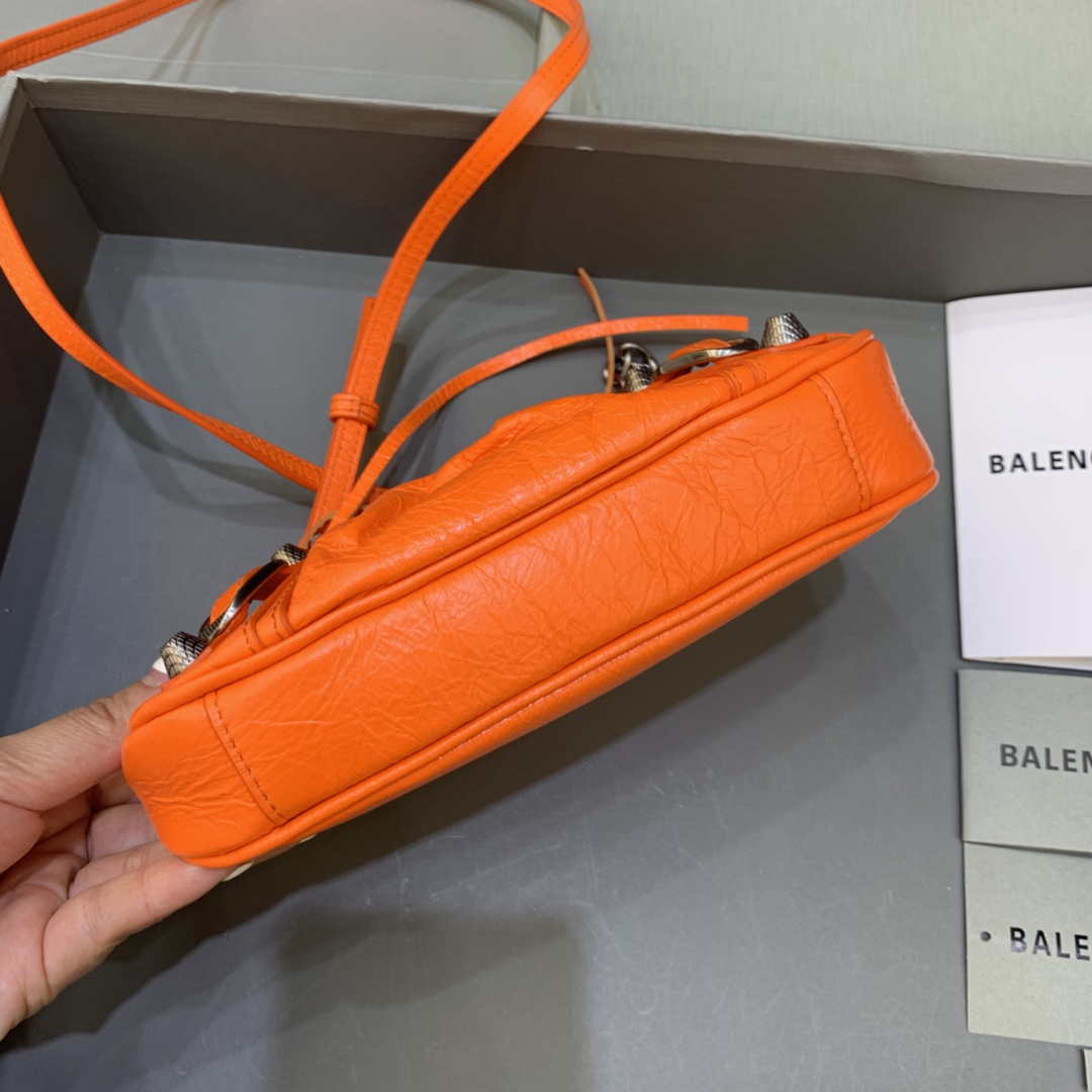 Balenciaga 6940271VG9 Le Cagole Mini Multipouch in Orange Arena lambskin