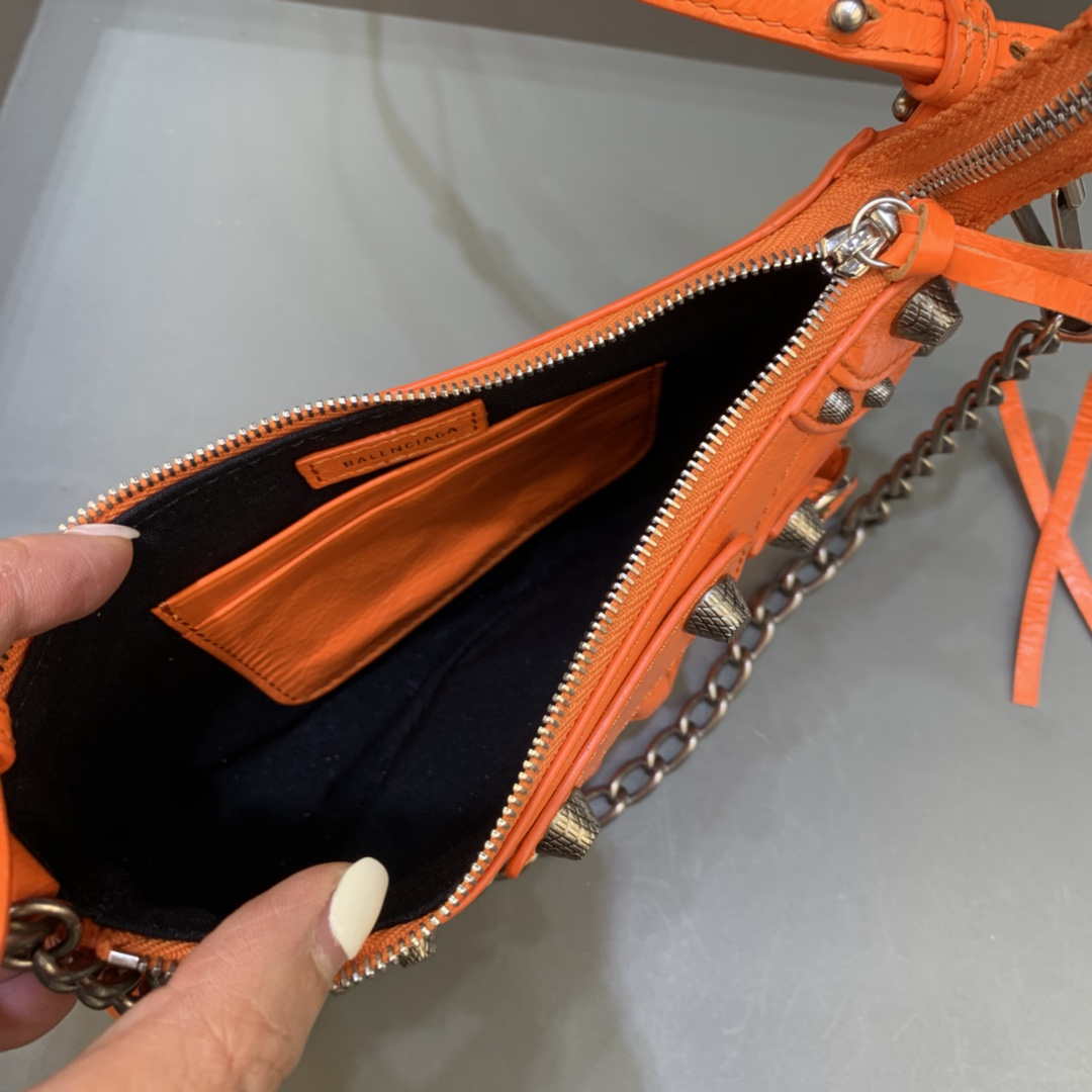 Balenciaga 6940271VG9 Le Cagole Mini Multipouch in Orange Arena lambskin