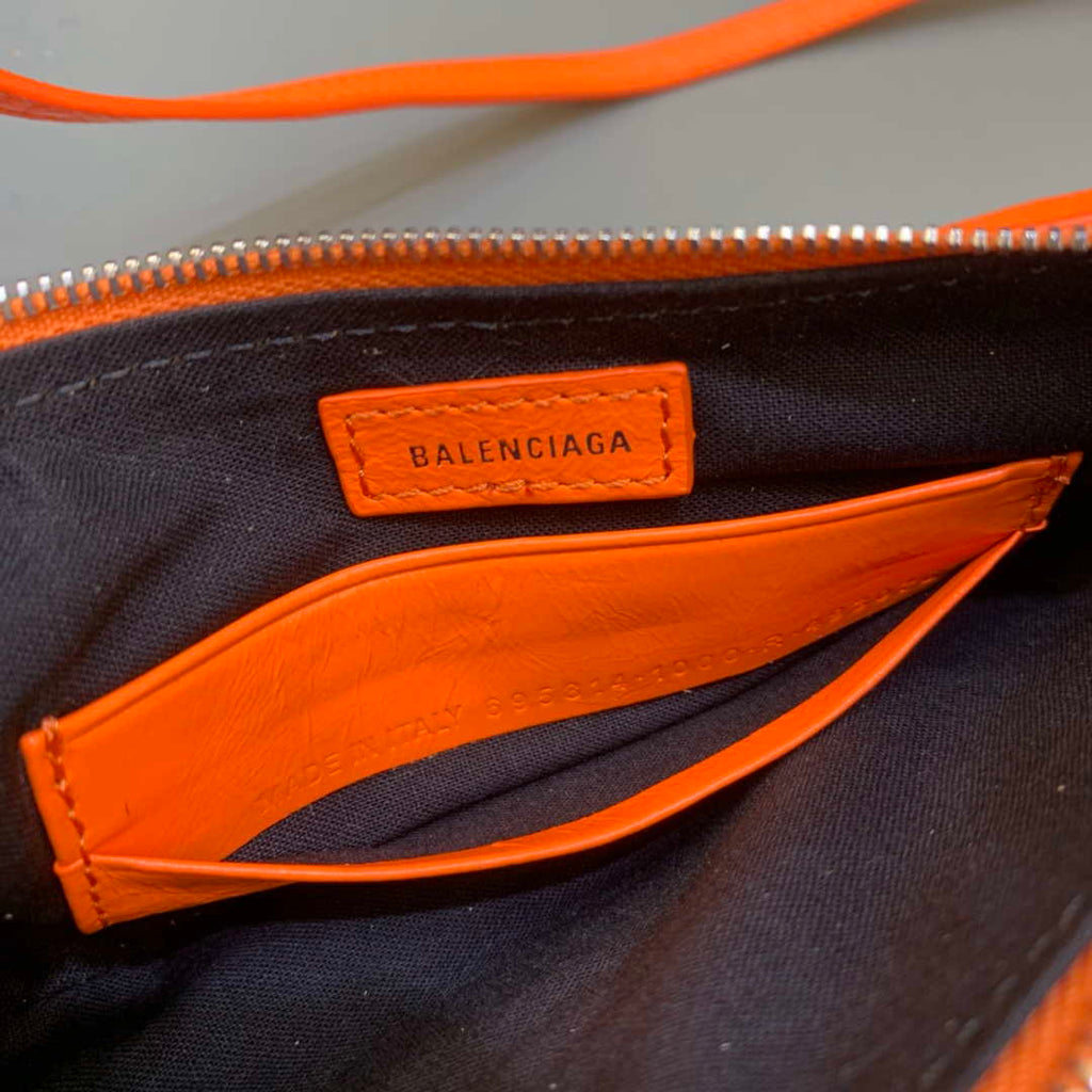 Balenciaga 6940271VG9 Le Cagole Mini Multipouch in Orange Arena lambskin