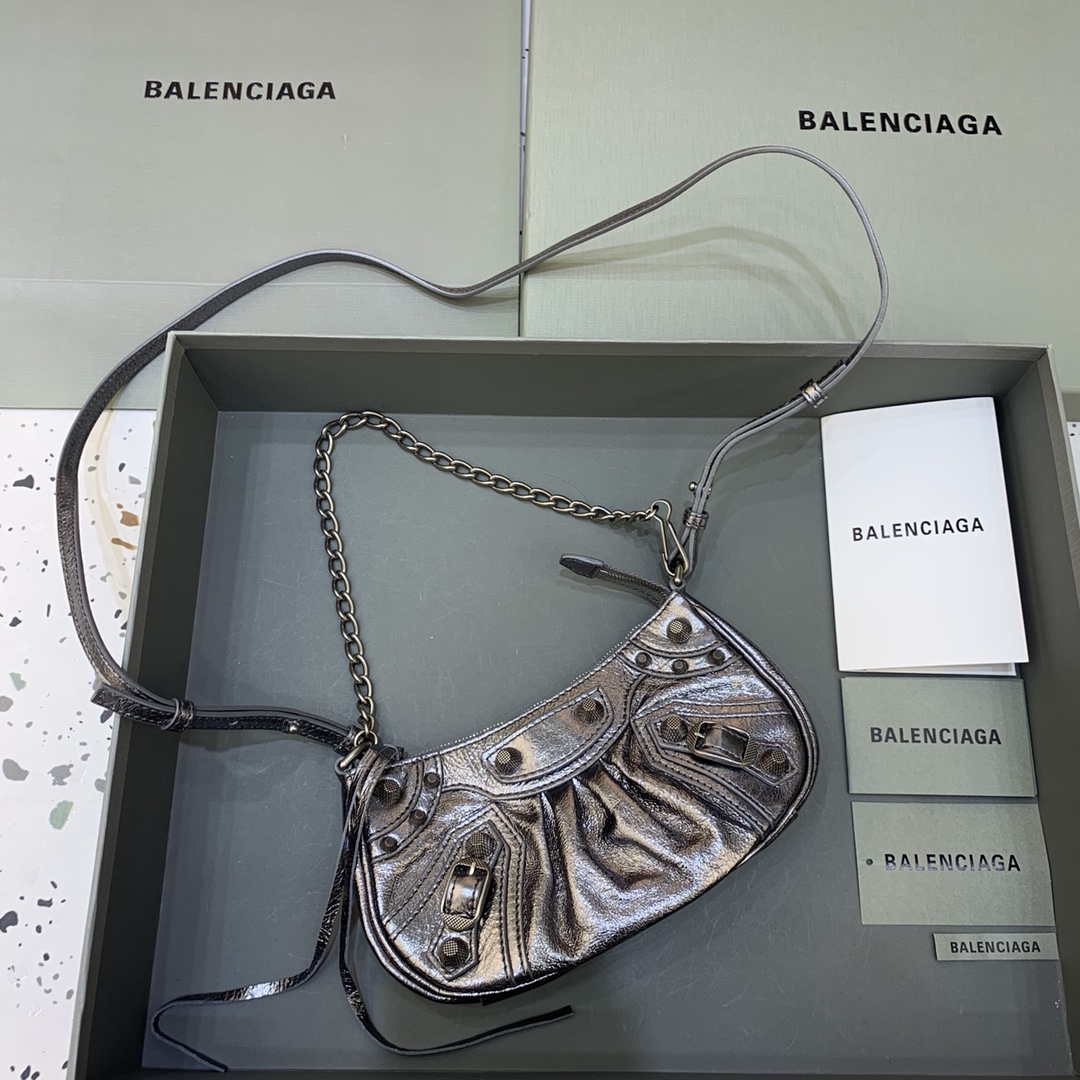 Balenciaga 6940271VG9 Le Cagole Mini Multipouch in Silver Grey Arena lambskin - Default Title - View 1