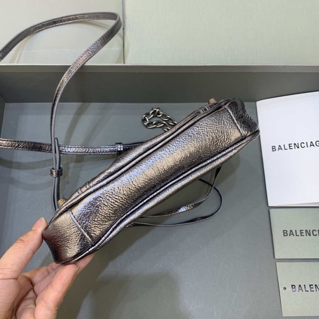 Balenciaga 6940271VG9 Le Cagole Mini Multipouch in Silver Grey Arena lambskin