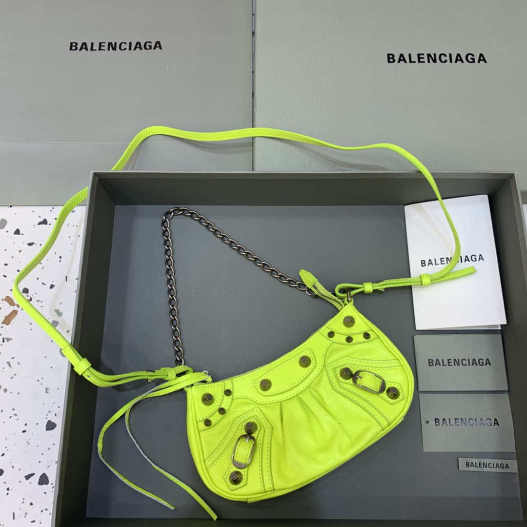 Balenciaga 6940271VG9 Le Cagole Mini Multipouch in Lemon Yellow Arena lambskin - Default Title - View 1