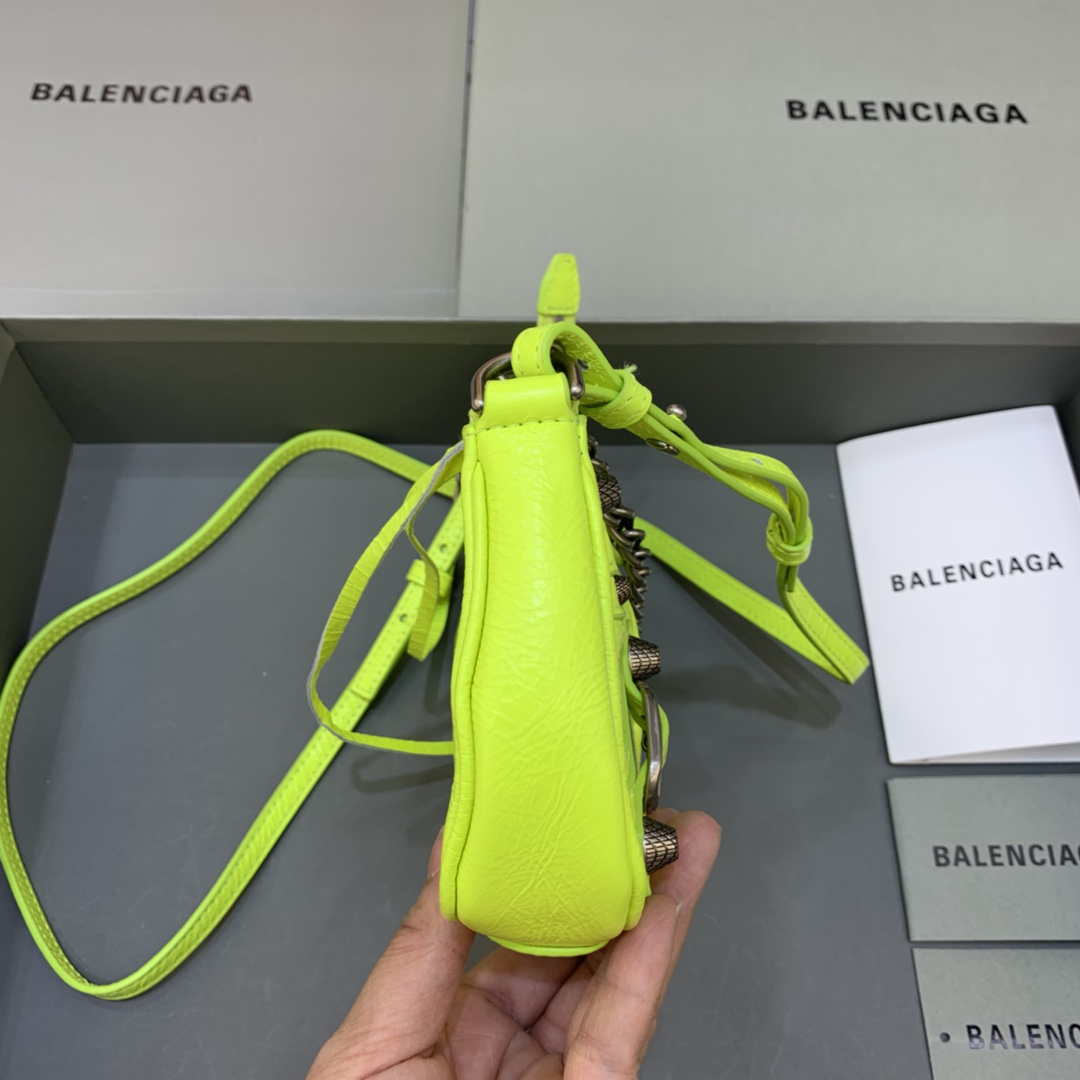 Balenciaga 6940271VG9 Le Cagole Mini Multipouch in Lemon Yellow Arena lambskin