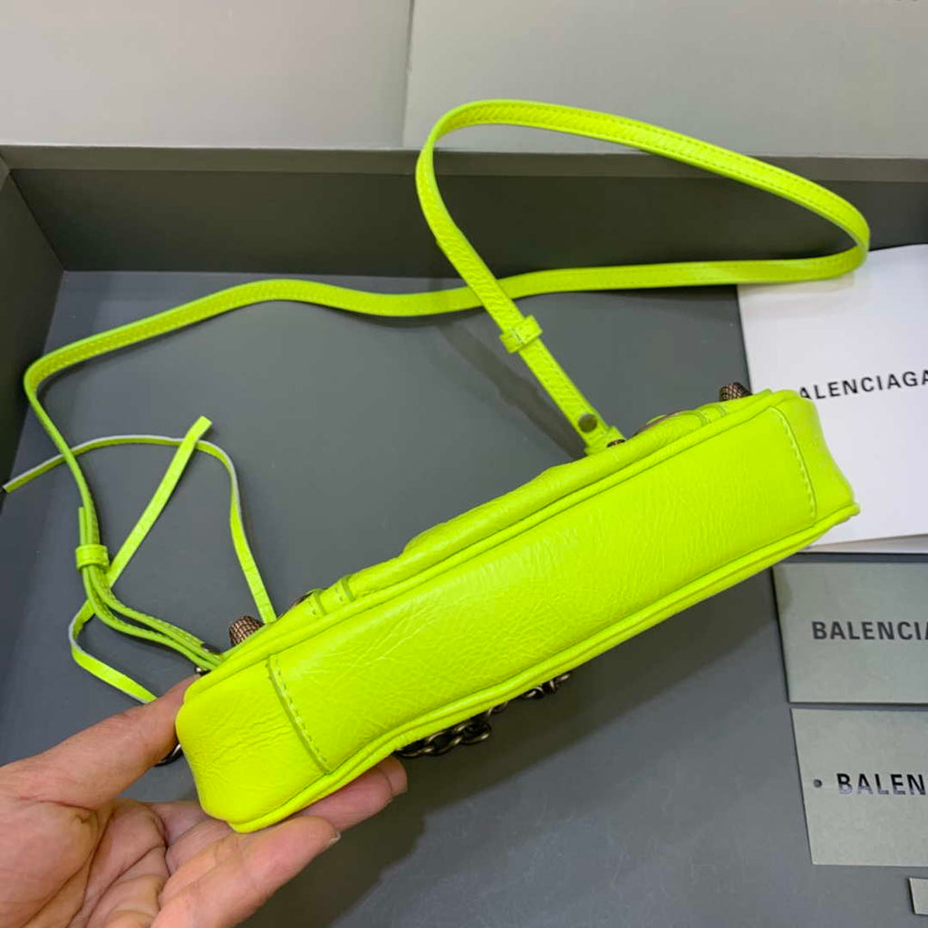 Balenciaga 6940271VG9 Le Cagole Mini Multipouch in Lemon Yellow Arena lambskin