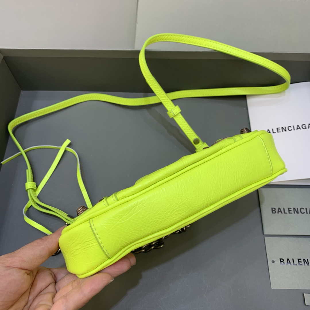 Balenciaga 6940271VG9 Le Cagole Mini Multipouch in Lemon Yellow Arena lambskin