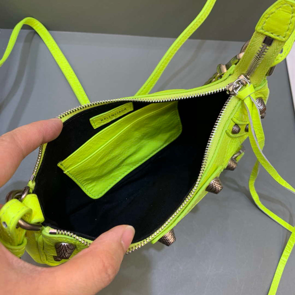 Balenciaga 6940271VG9 Le Cagole Mini Multipouch in Lemon Yellow Arena lambskin