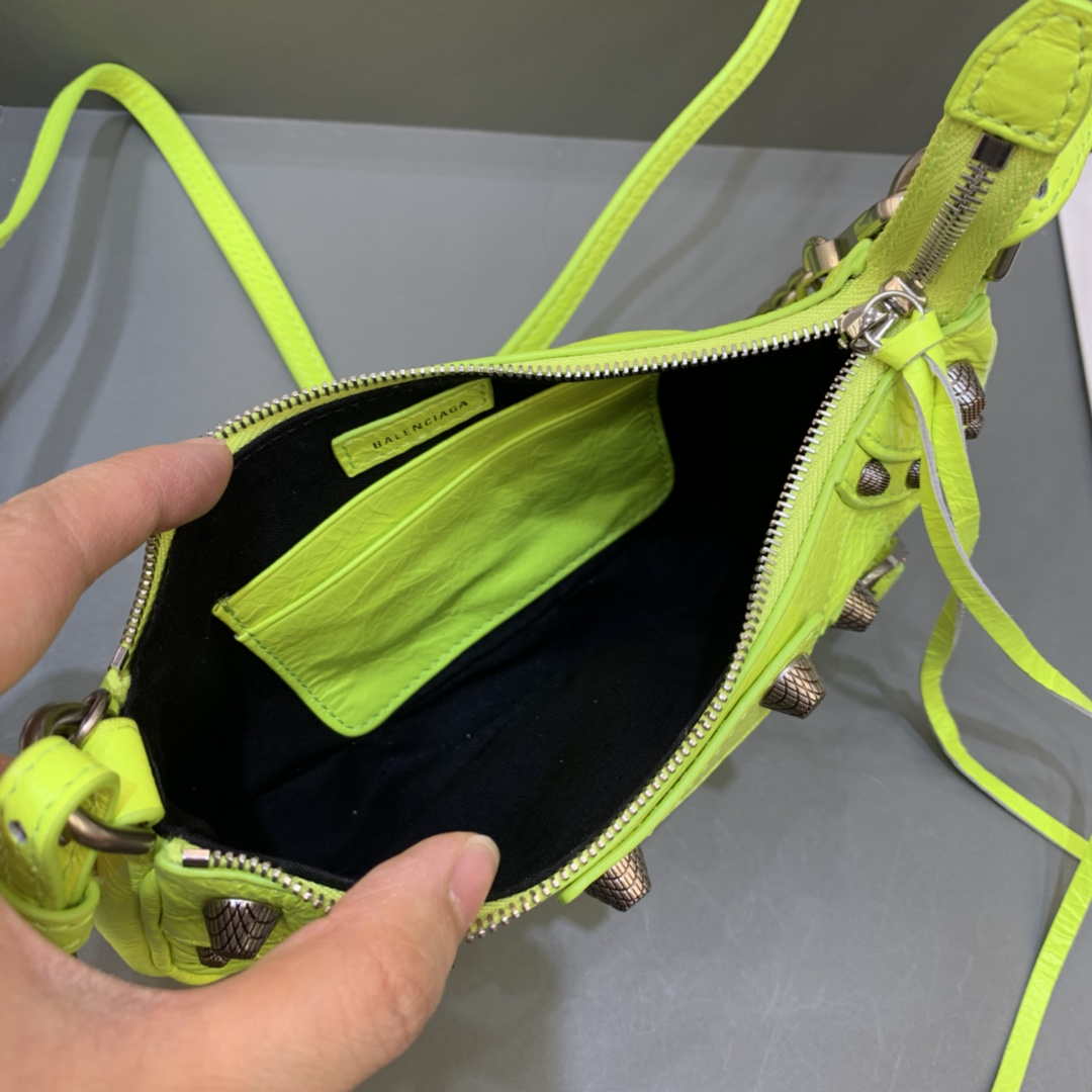 Balenciaga 6940271VG9 Le Cagole Mini Multipouch in Lemon Yellow Arena lambskin