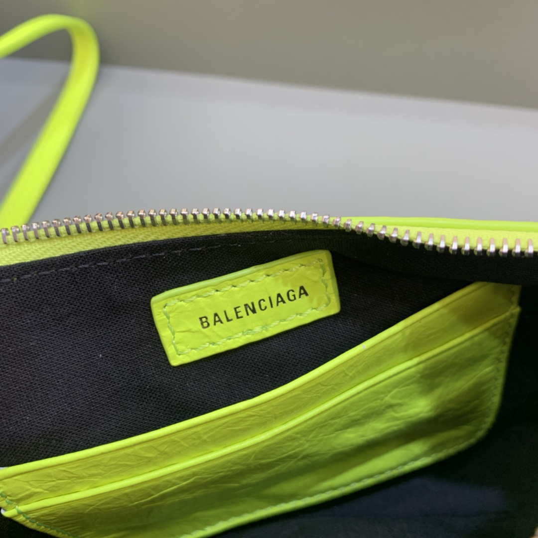 Balenciaga 6940271VG9 Le Cagole Mini Multipouch in Lemon Yellow Arena lambskin