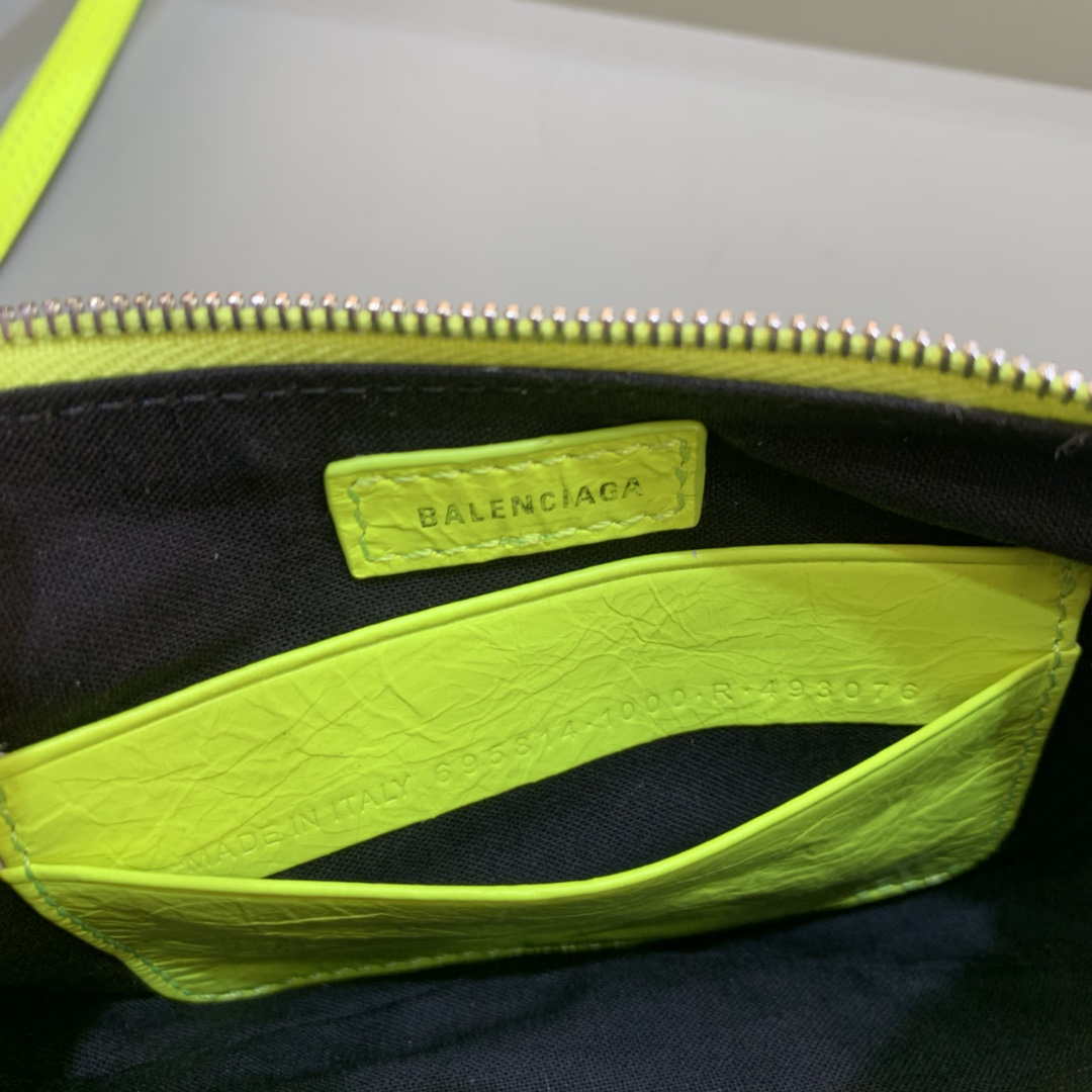 Balenciaga 6940271VG9 Le Cagole Mini Multipouch in Lemon Yellow Arena lambskin