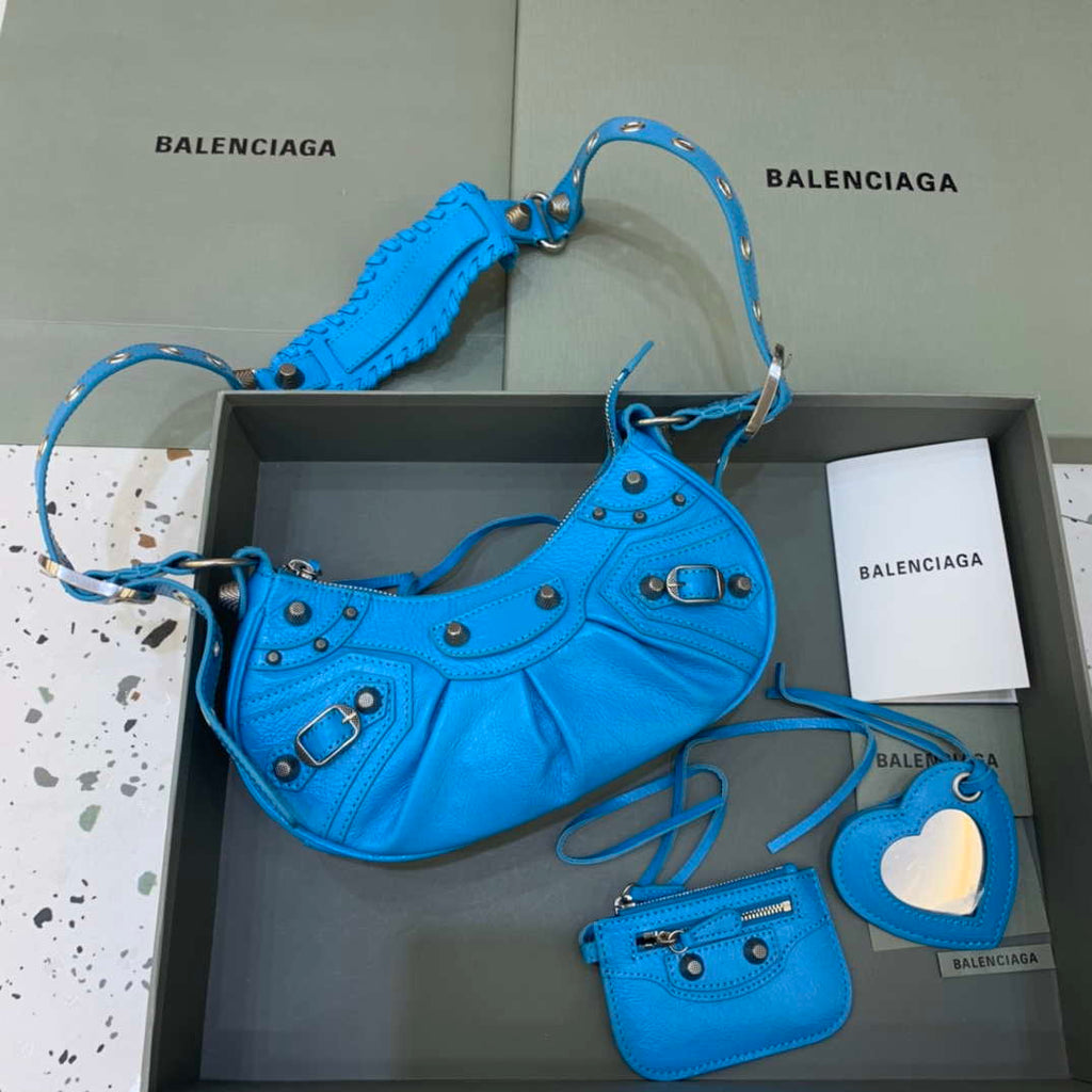 Balenciaga 700940210 Neo Cagole XS Handbag in lambskin Blue