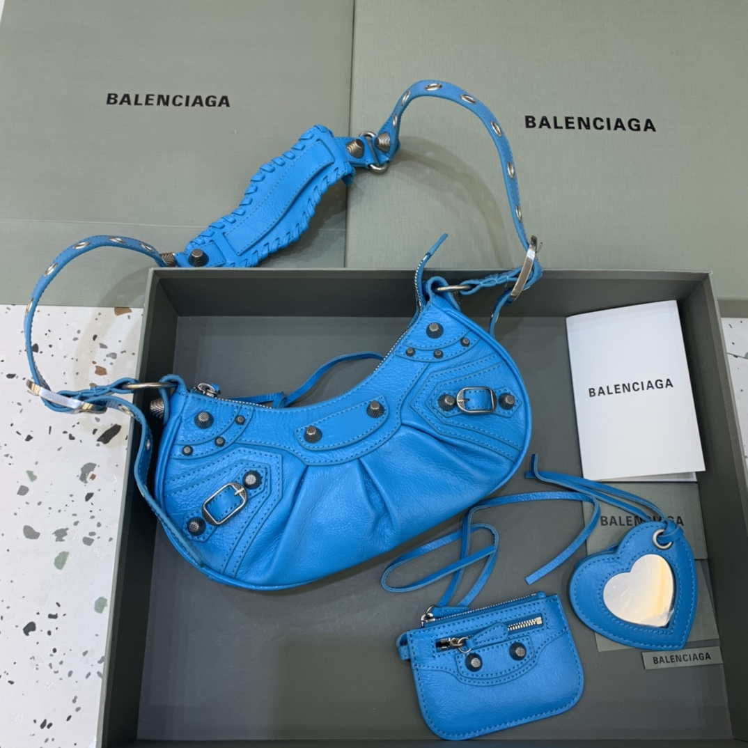 Balenciaga 700940210 Neo Cagole XS Handbag in lambskin Blue - Default Title - View 1