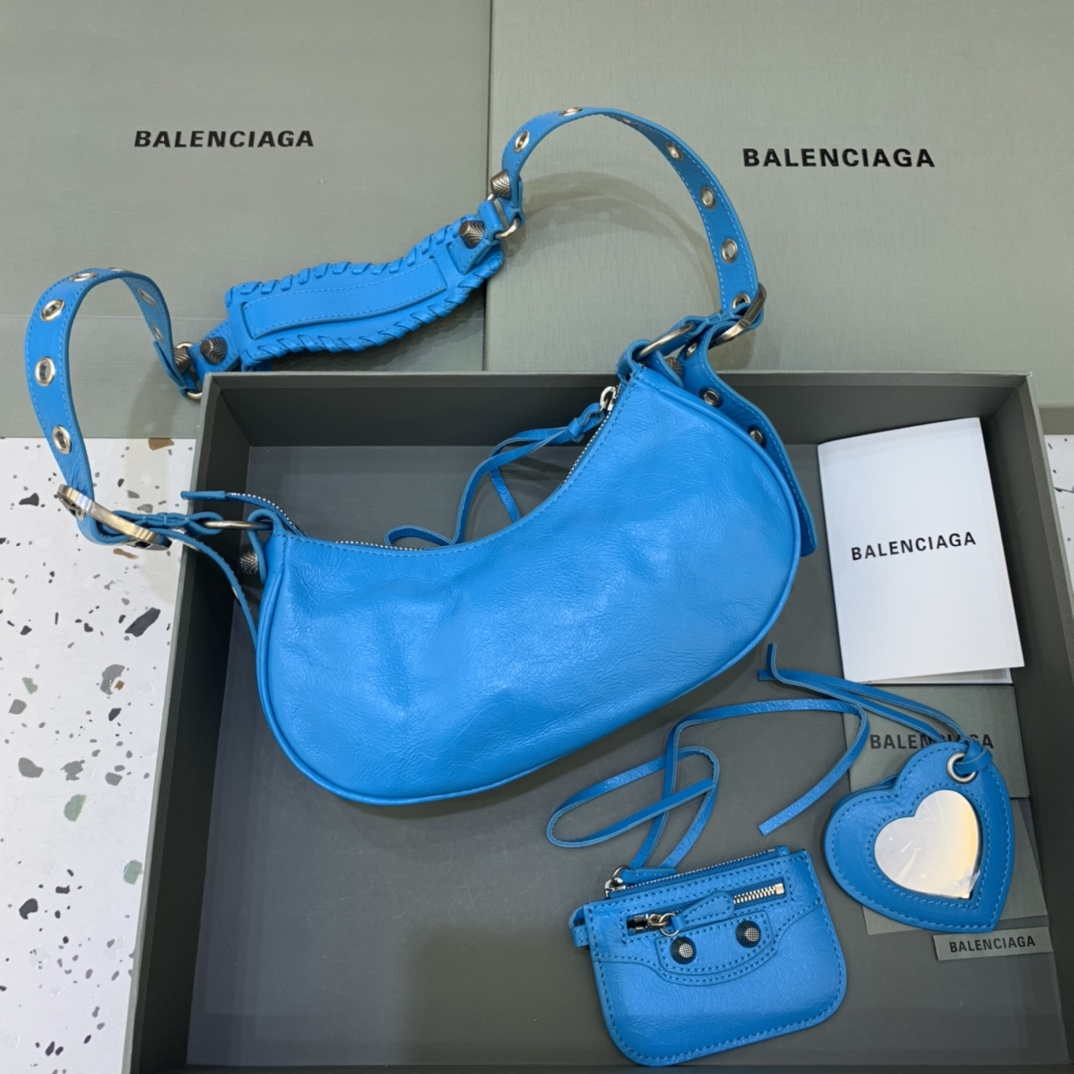 Balenciaga 700940210 Neo Cagole XS Handbag in lambskin Blue