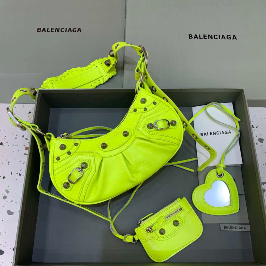 Balenciaga 700940210 Neo Cagole XS Handbag in Lemon Yellow lambskin