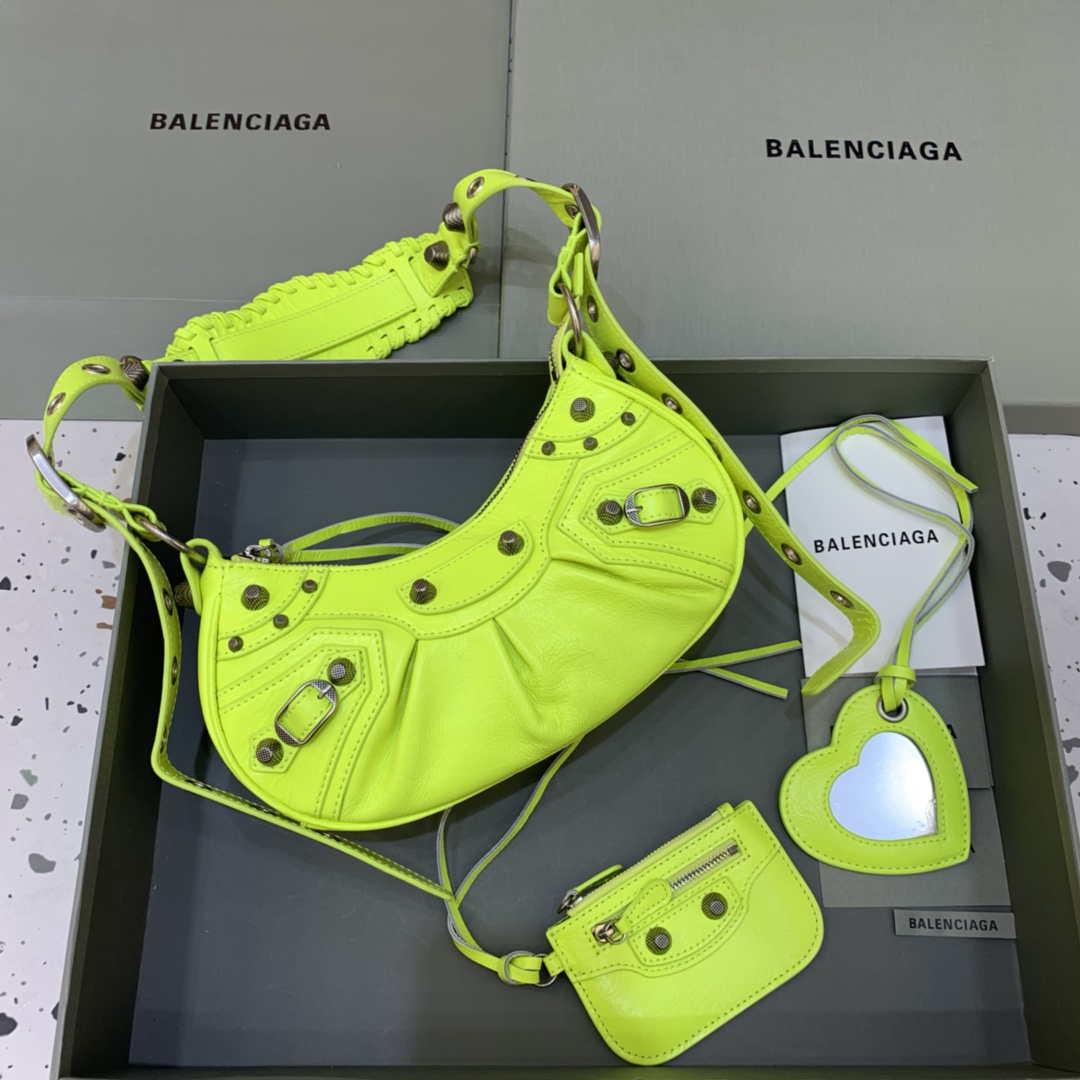 Balenciaga 700940210 Neo Cagole XS Handbag in Lemon Yellow lambskin