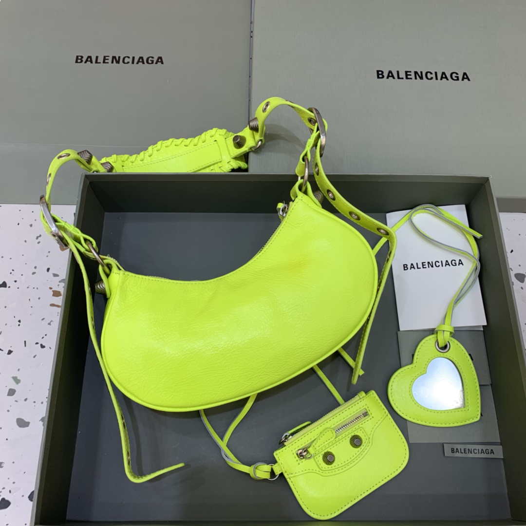 Balenciaga 700940210 Neo Cagole XS Handbag in Lemon Yellow lambskin