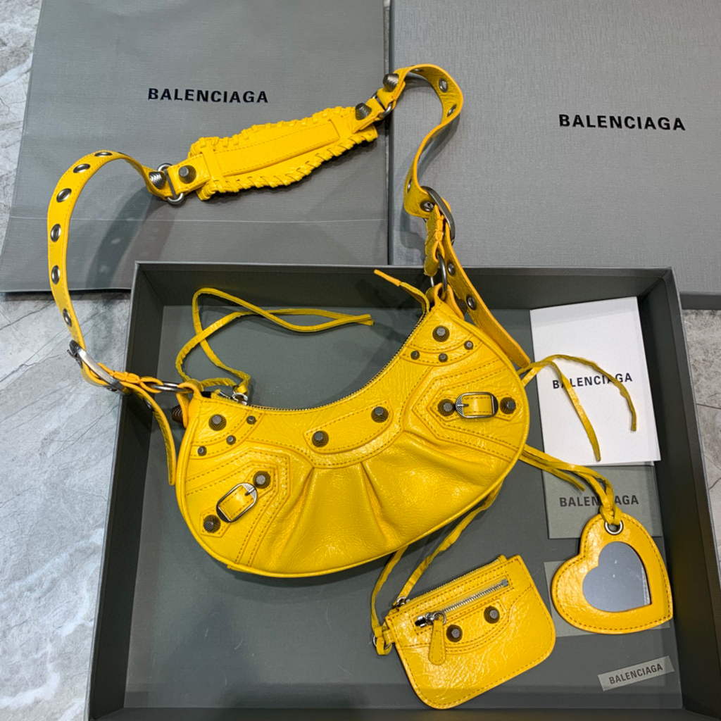 Balenciaga 700940210 Women's Neo Cagole XS Handbag in Yellow Arena lambskin