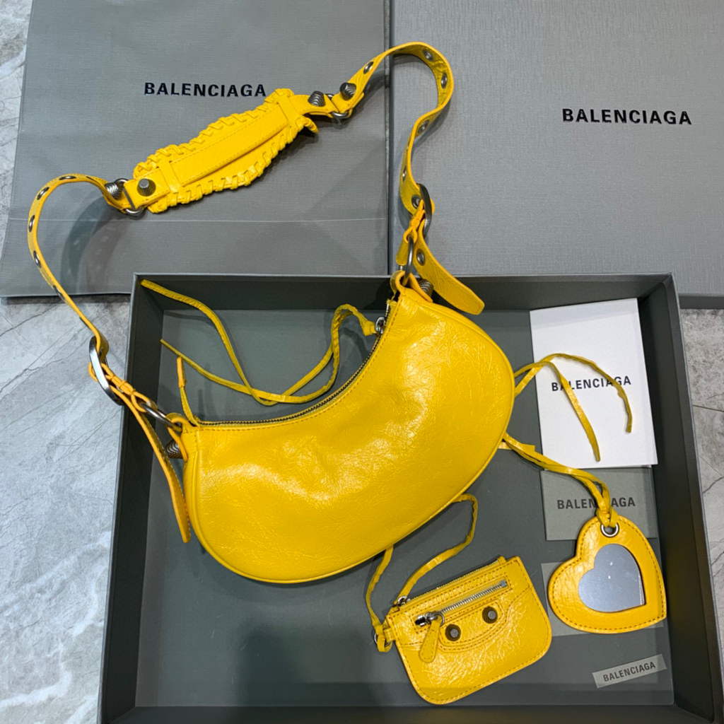 Balenciaga 700940210 Women's Neo Cagole XS Handbag in Yellow Arena lambskin