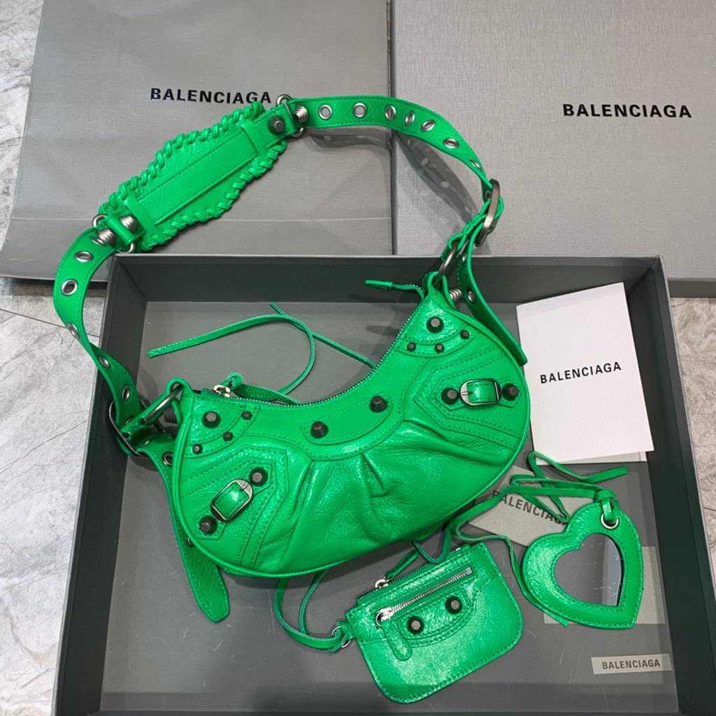 Balenciaga 700940210 Women's Neo Cagole XS Handbag in Green Arena lambskin