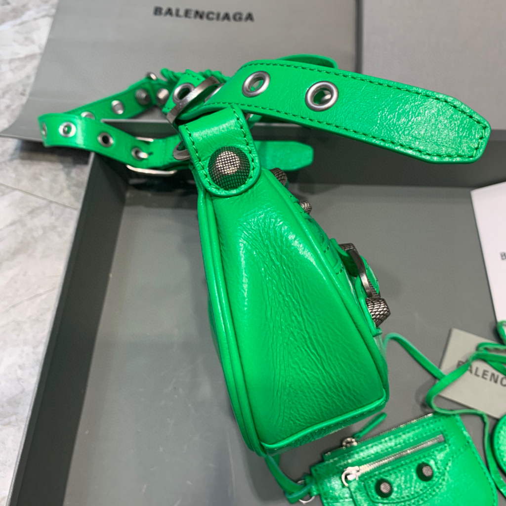 Balenciaga 700940210 Women's Neo Cagole XS Handbag in Green Arena lambskin