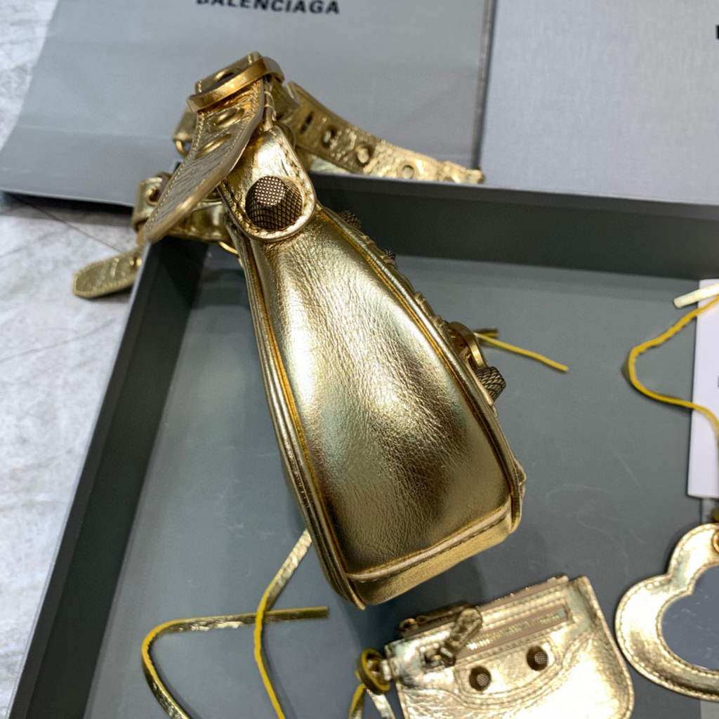 Balenciaga 700940210 Women's Neo Cagole XS Handbag in gold Arena lambskin