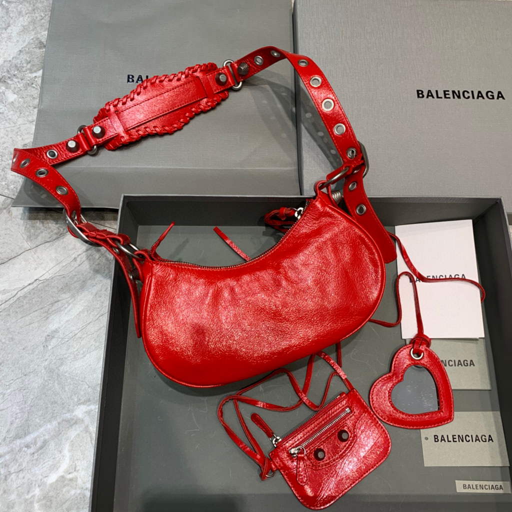 Balenciaga 700940210 Women's Neo Cagole XS Handbag in Red Arena lambskin