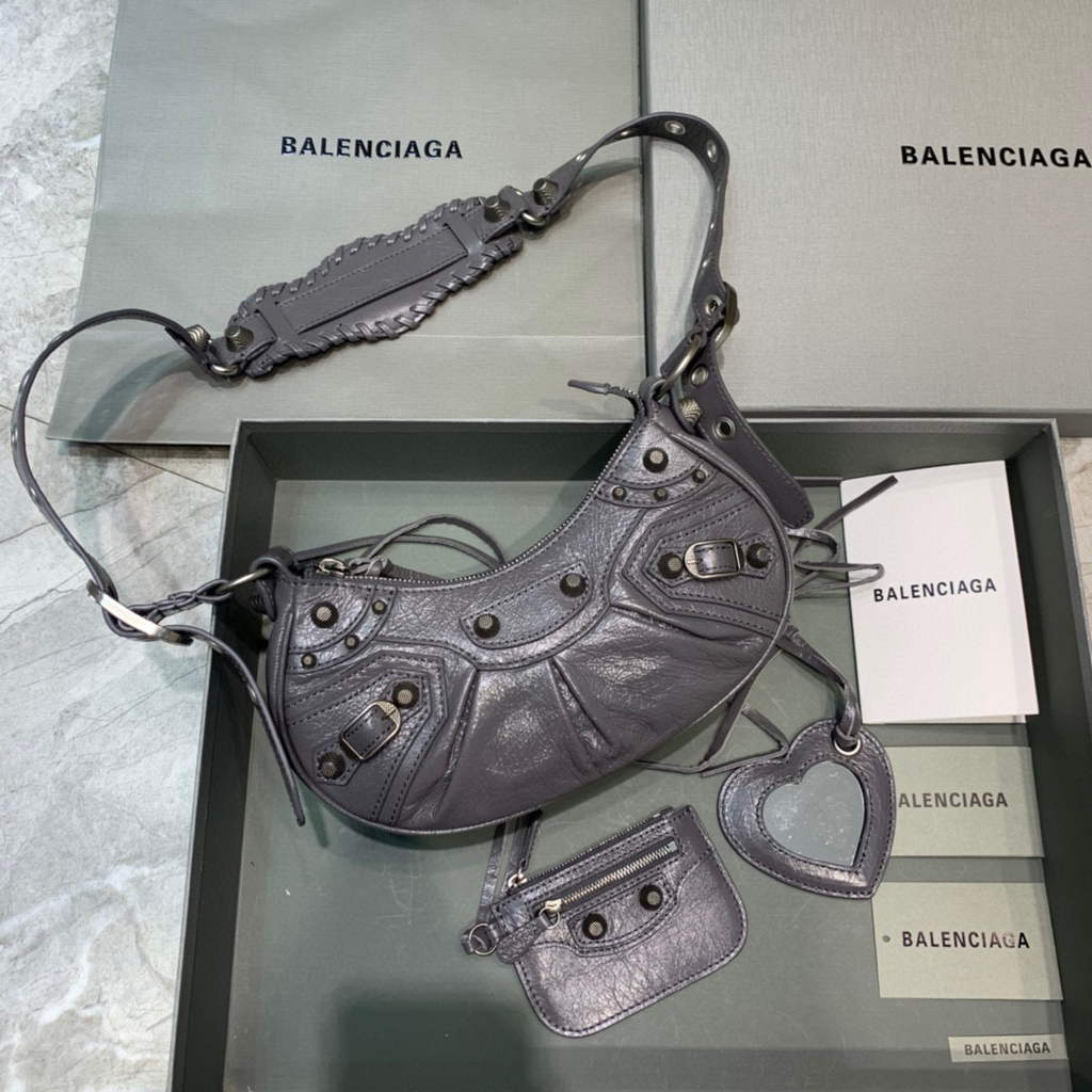 Balenciaga 700940210 Women's Neo Cagole XS Handbag in Grey Arena lambskin