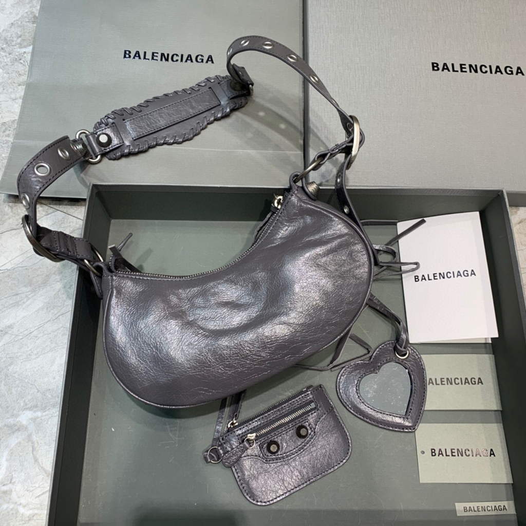 Balenciaga 700940210 Women's Neo Cagole XS Handbag in Grey Arena lambskin