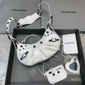 Balenciaga 700940210 Women's Neo Cagole XS Handbag in White Crocodile lambskin