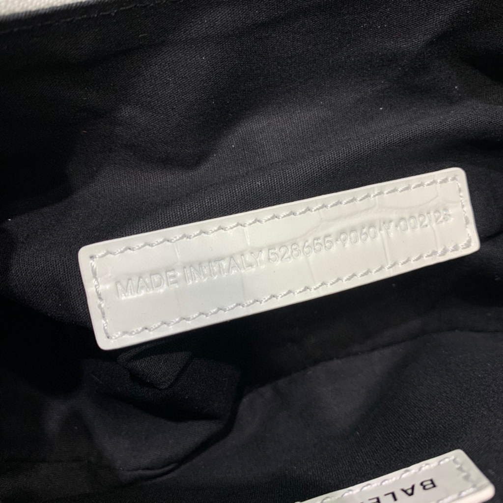 Balenciaga 700940210 Women's Neo Cagole XS Handbag in White Crocodile lambskin