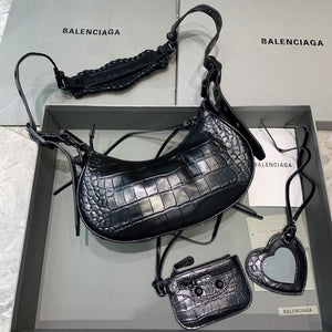 Balenciaga 700940210 Women's Neo Cagole XS Handbag in Black Crocodile lambskin - Default Title - View 2