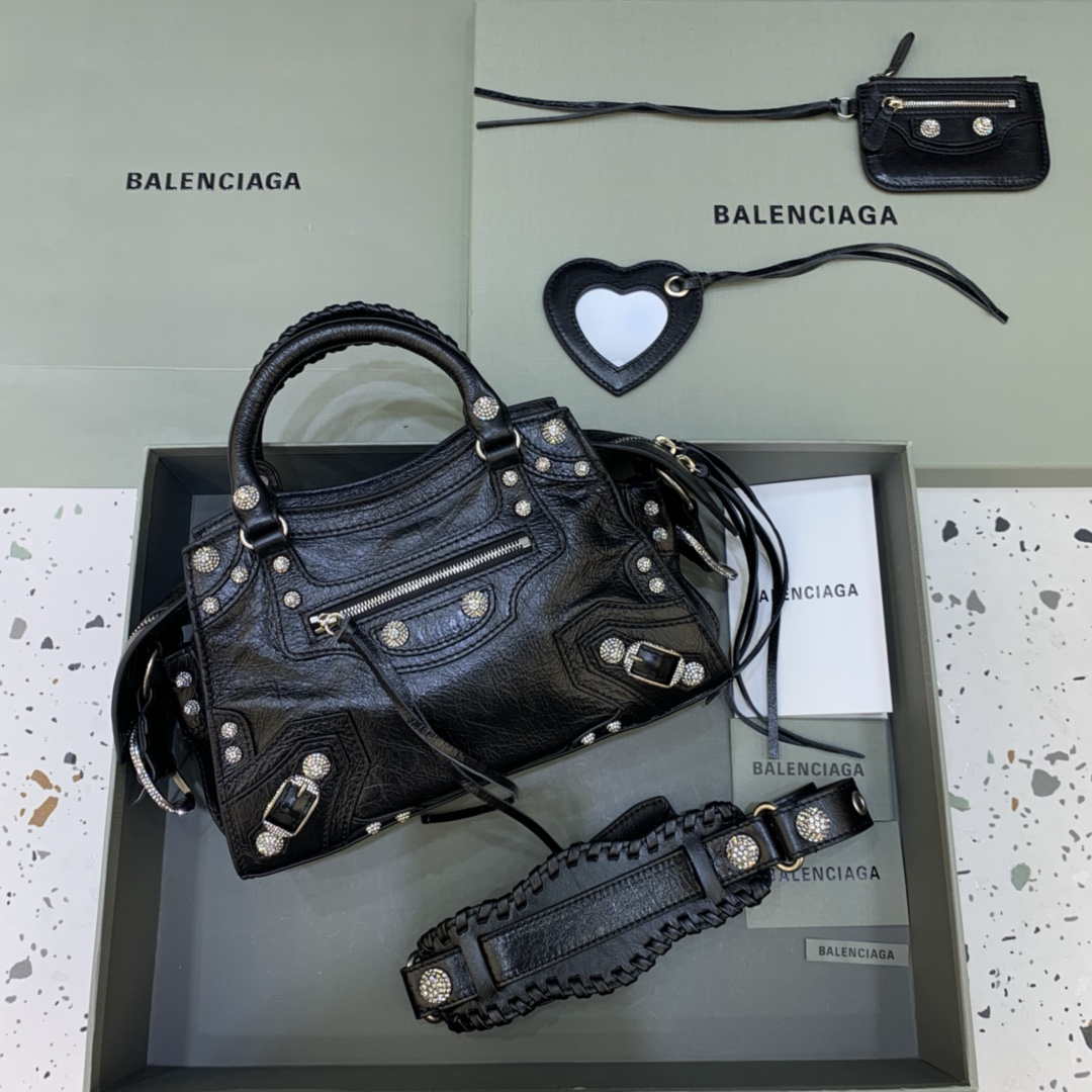 Balenciaga 700940210B Neo Cagole City Handbag in black Arena Lambskin - Default Title - View 1