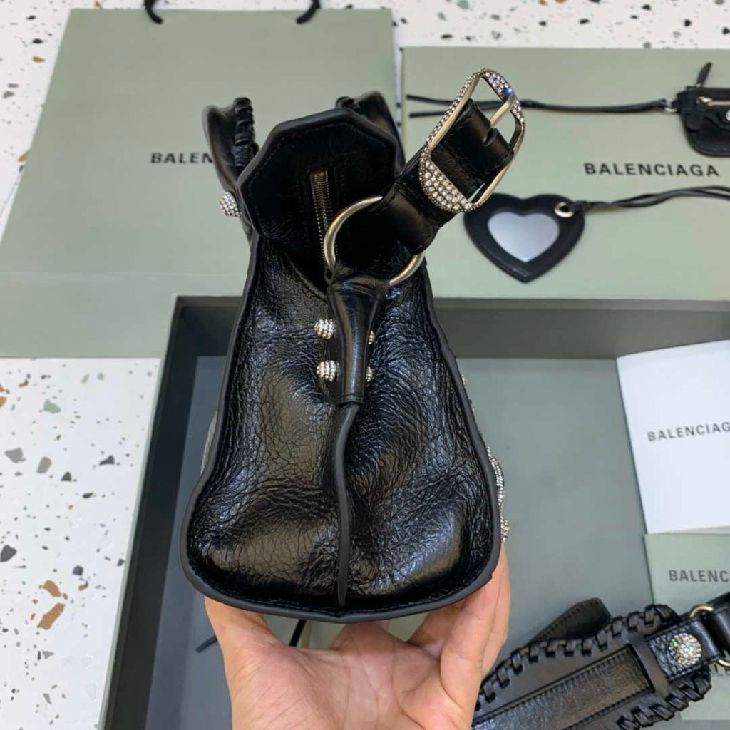 Balenciaga 700940210B Neo Cagole City Handbag in black Arena Lambskin