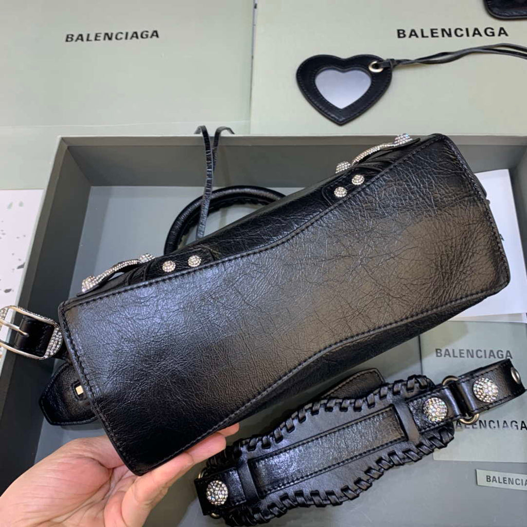 Balenciaga 700940210B Neo Cagole City Handbag in black Arena Lambskin