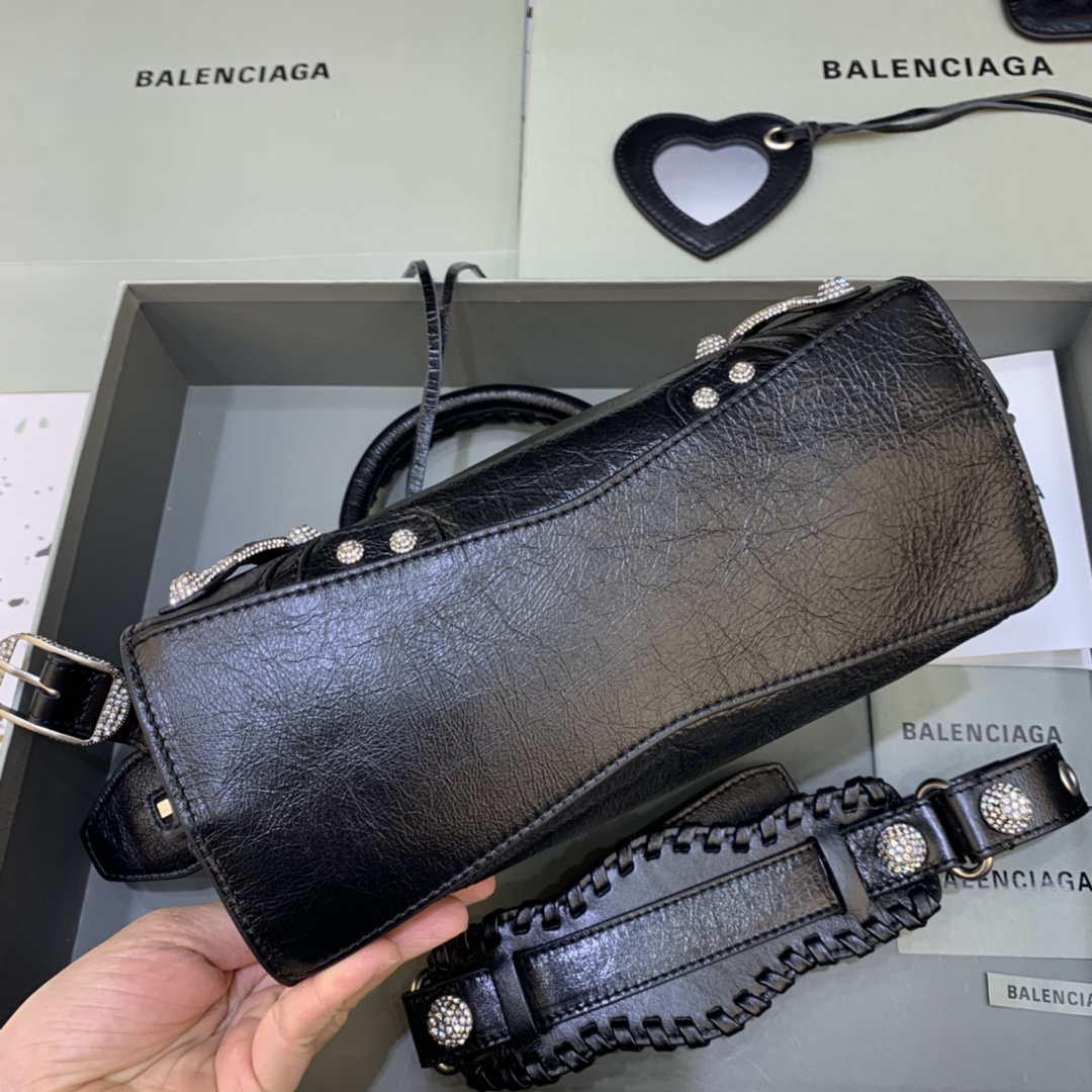 Balenciaga 700940210B Neo Cagole City Handbag in black Arena Lambskin