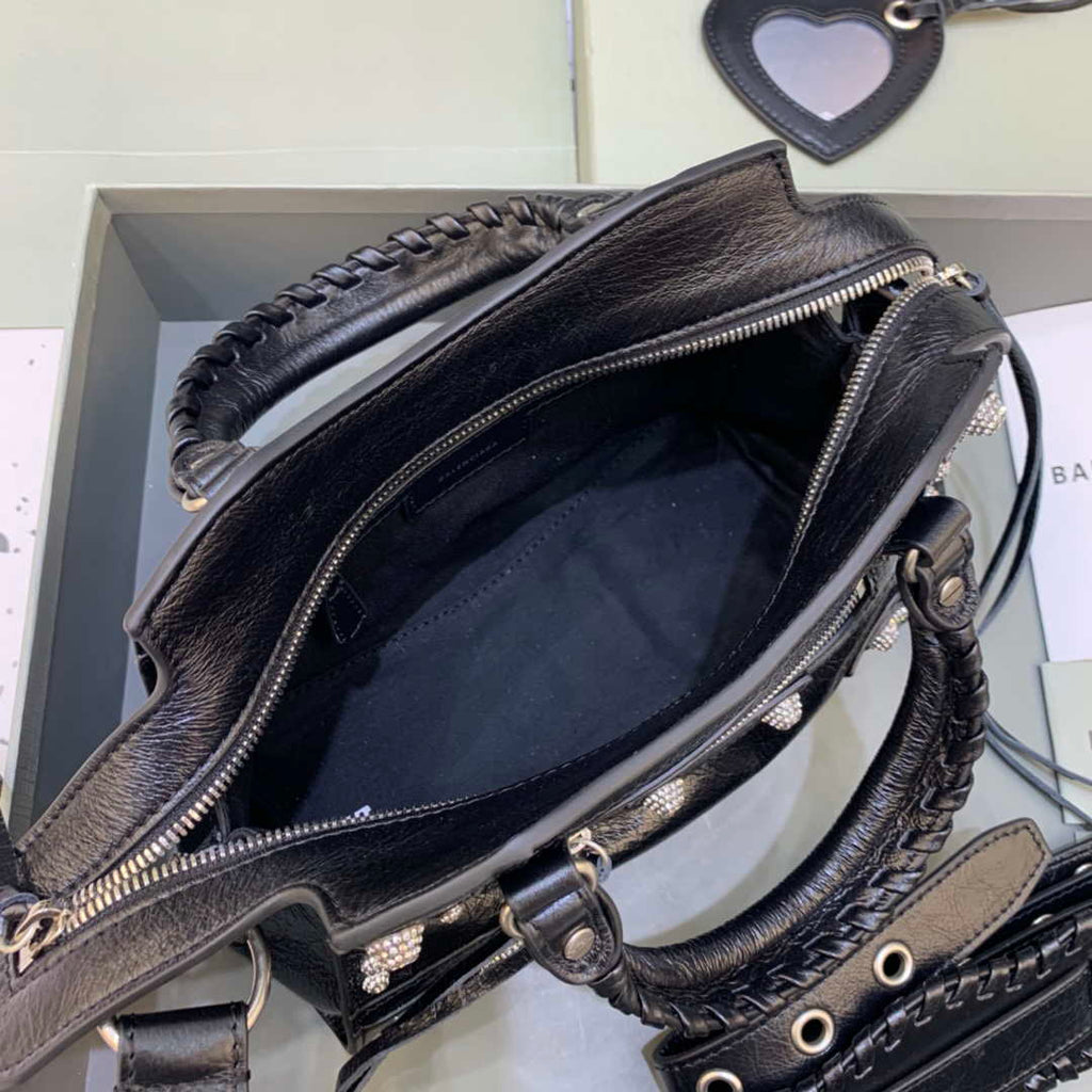 Balenciaga 700940210B Neo Cagole City Handbag in black Arena Lambskin