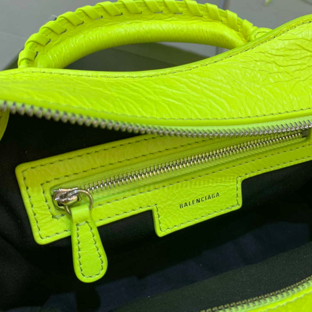 Balenciaga 700940210B Neo Cagole City Handbag in Lemon Yellow Arena Lambskin