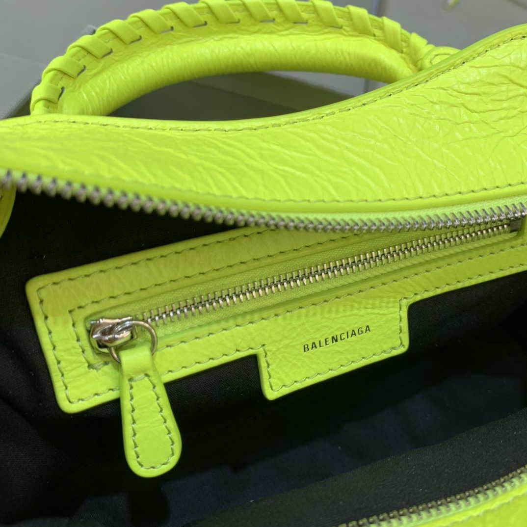 Balenciaga 700940210B Neo Cagole City Handbag in Lemon Yellow Arena Lambskin