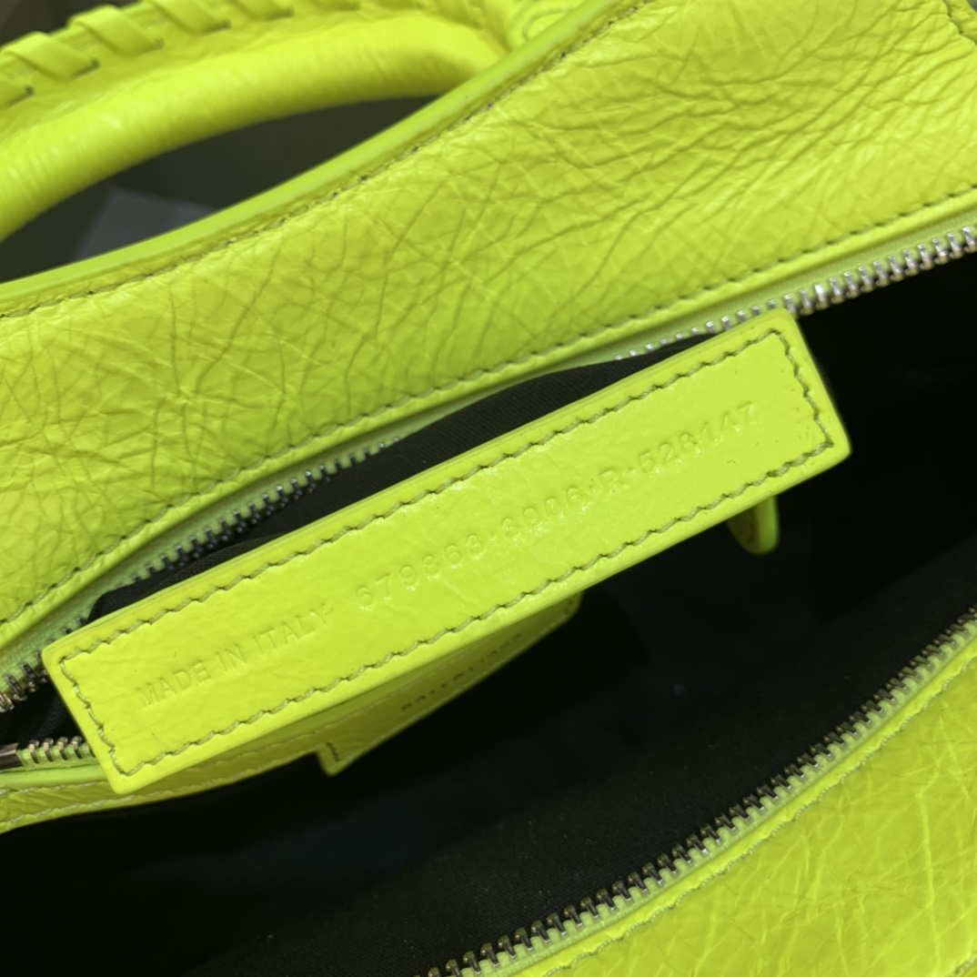 Balenciaga 700940210B Neo Cagole City Handbag in Lemon Yellow Arena Lambskin
