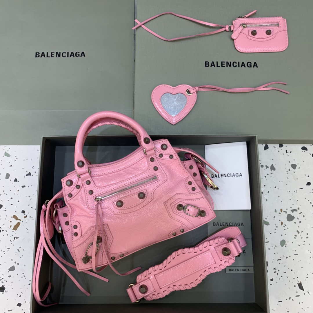 Balenciaga 700940210B Neo Cagole City Handbag in Pink Arena Lambskin - Default Title - View 1